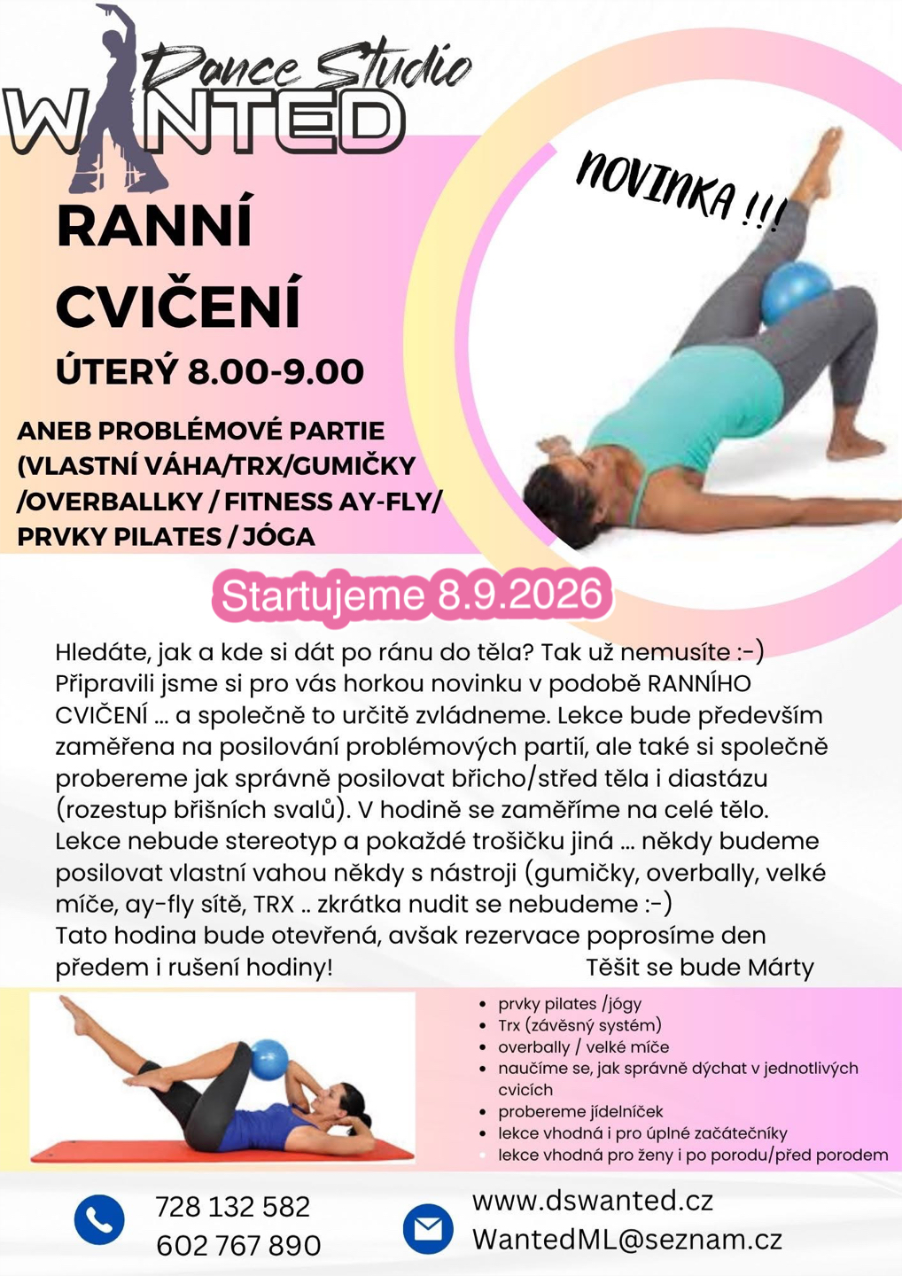 Plakát: Ranní cvičení (Pilates)